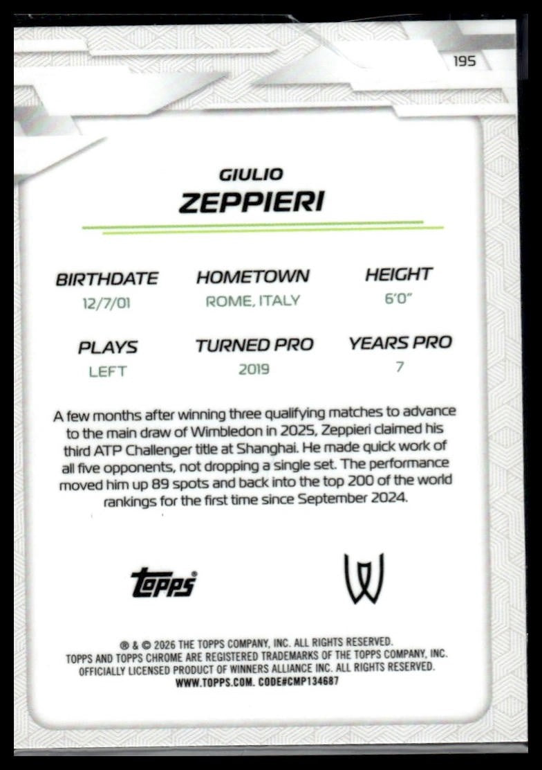 2026 Topps Chrome #195 Giulio Zeppieri