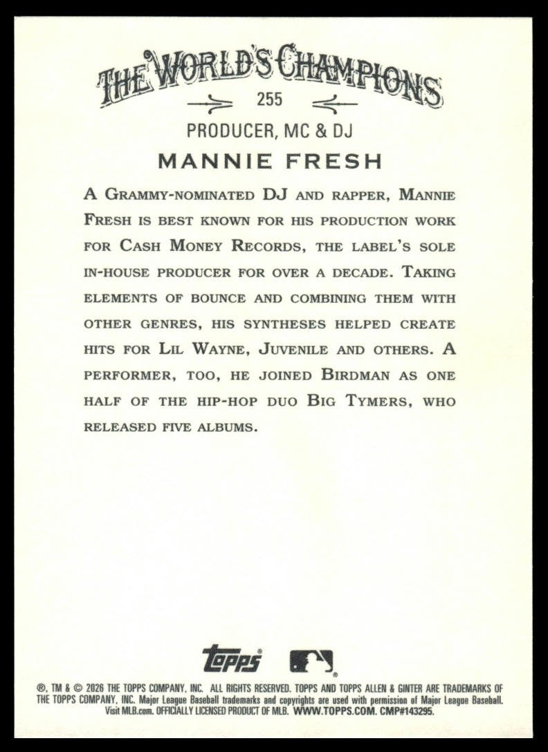 2026 Topps Allen & Ginter #255 Mannie Fresh