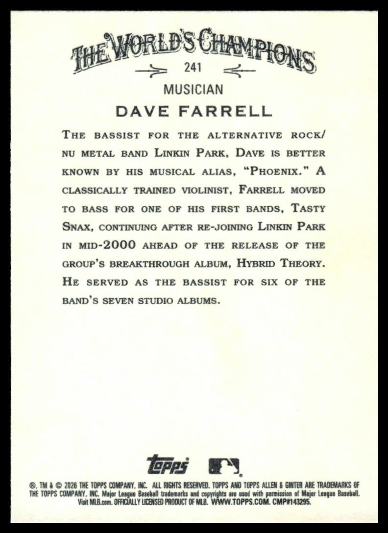 2026 Topps Allen & Ginter #241 Dave Farrell