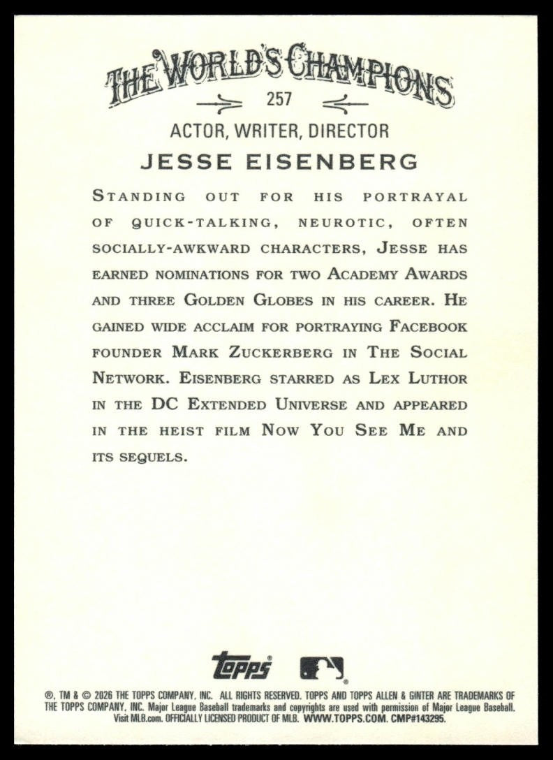 2026 Topps Allen & Ginter #257 Jesse Eisenberg