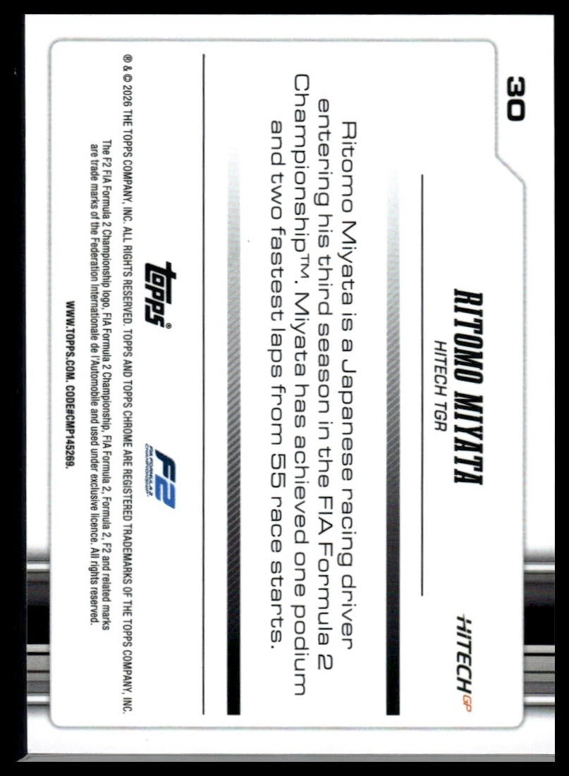 2026 Topps Chrome Formula 1 #30 Ritomo Miyata