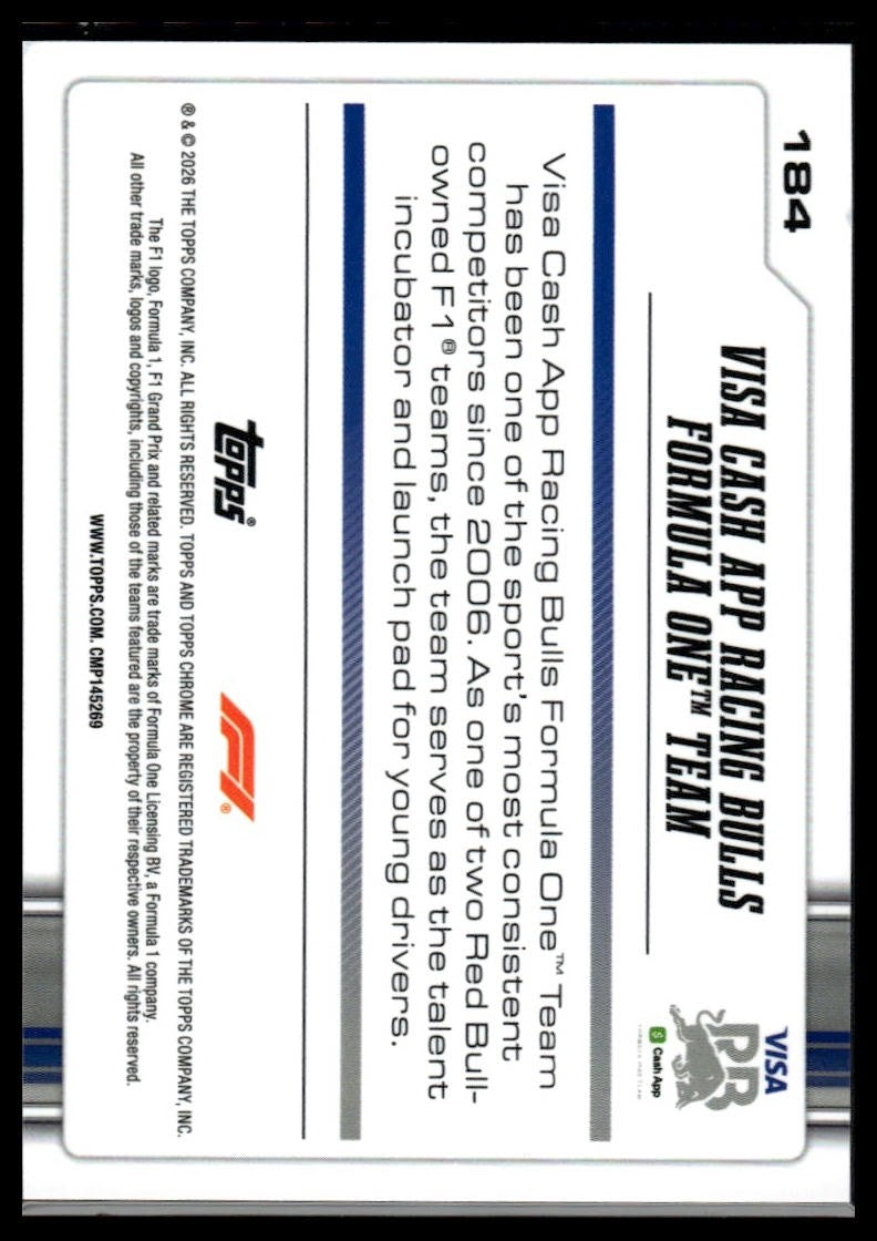 2026 Topps Chrome Formula 1 #184 VISA Cash App Racing Bulls Formula One Team LOG