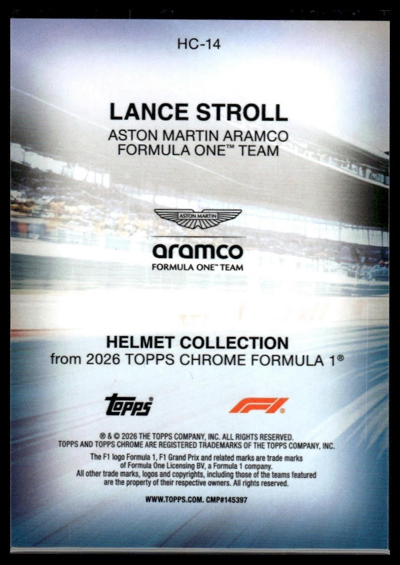 2026 Topps Chrome Formula 1 #HC-14 Lance Stroll Helmet Collection