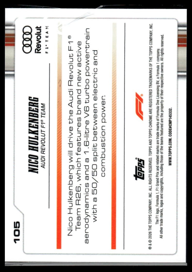 2026 Topps Chrome Formula 1 #105 Nico Hulkenberg