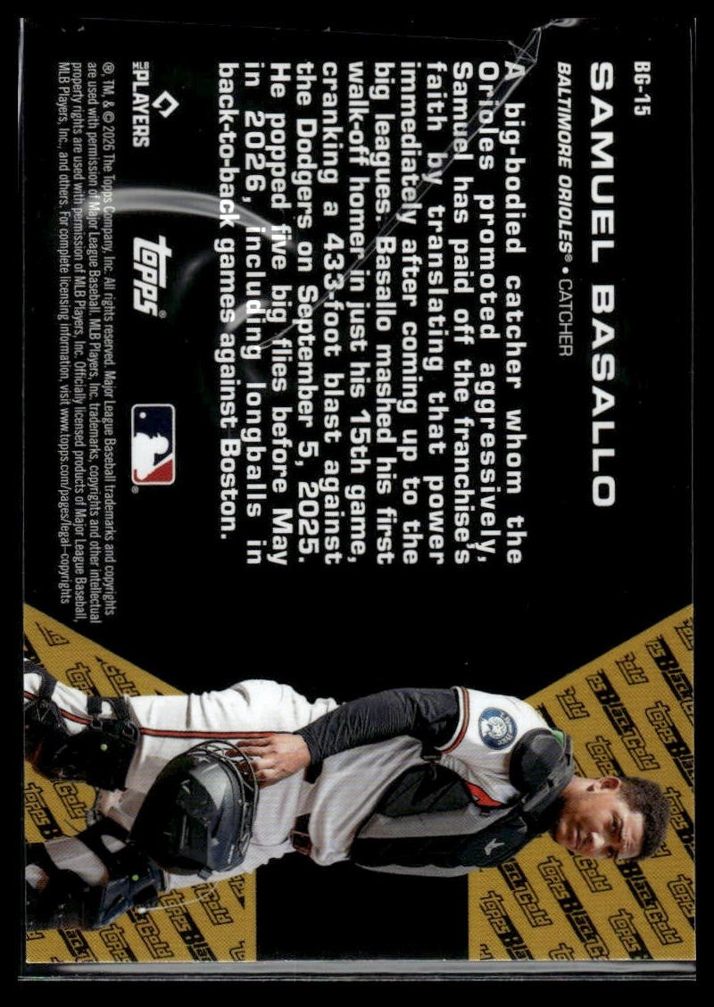 2026 Topps Update #BG-15 Samuel Basallo Topps Black Gold
