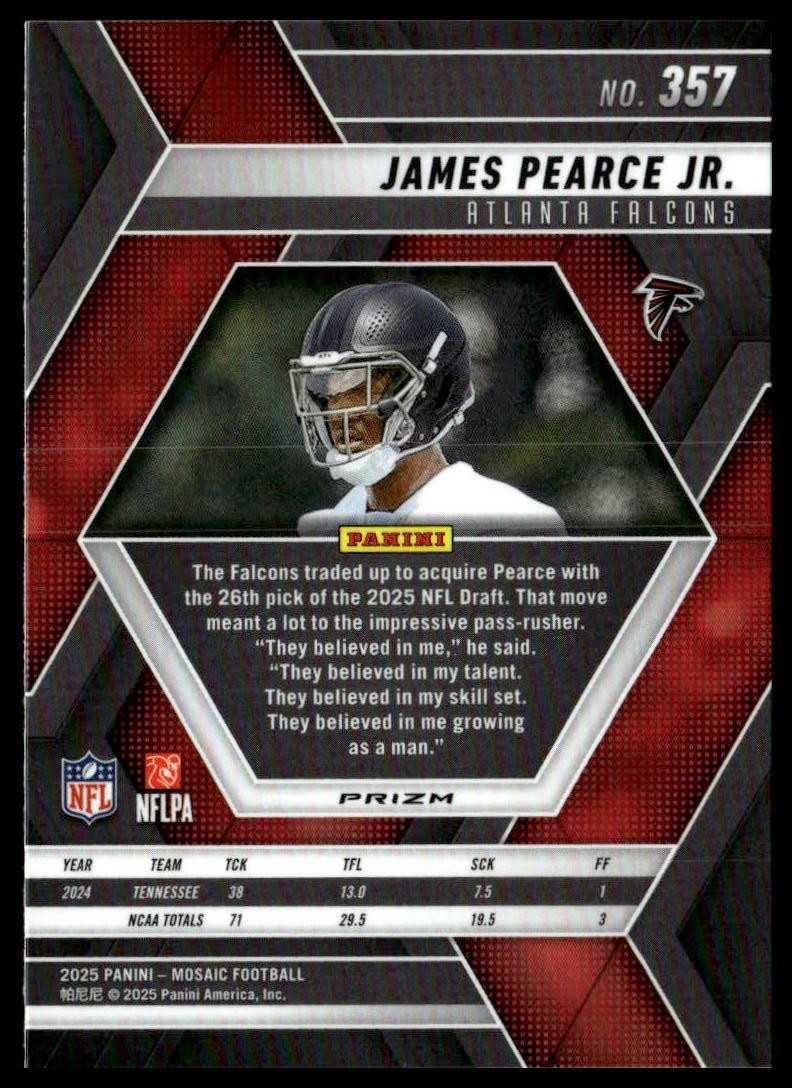2025 Panini Mosaic #357 James Pearce Jr.