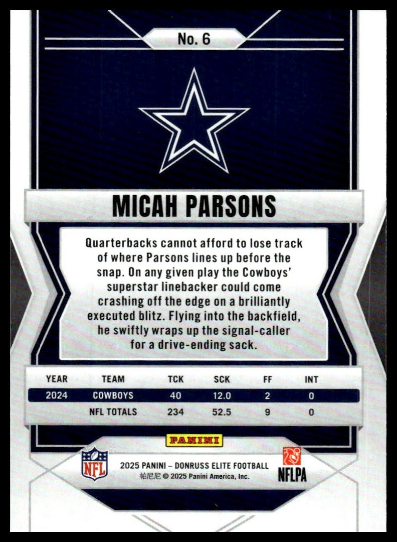 2025 Donruss Elite #6 Micah Parsons Green Disco