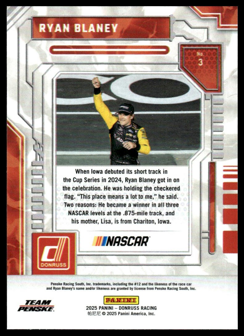 2025 Donruss #3 Ryan Blaney Season Highlights