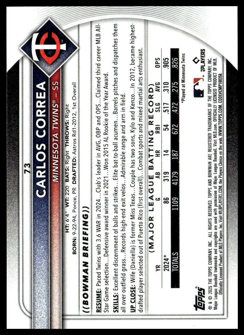 2025 Bowman #73 Carlos Correa