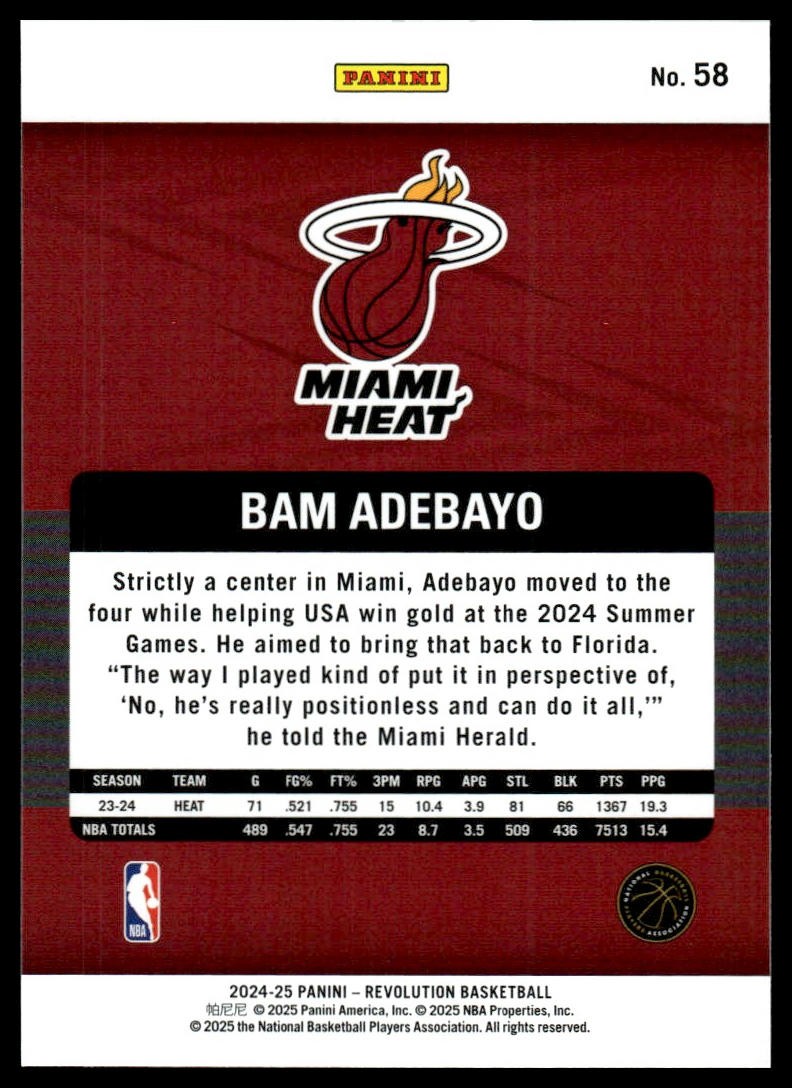 2024-25 Panini Revolution #58 Bam Adebayo