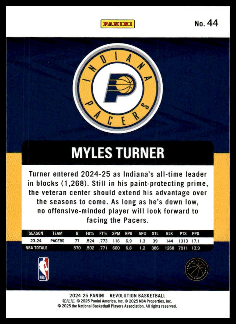 2024-25 Panini Revolution #44 Myles Turner