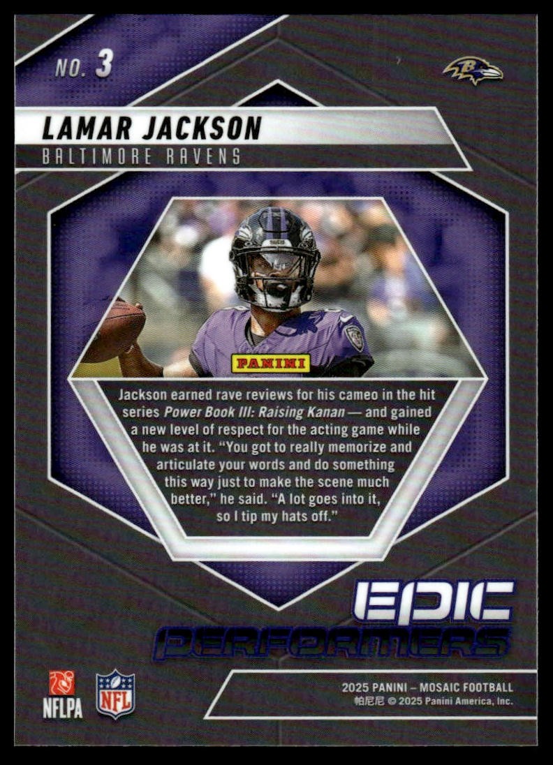2025 Panini Mosaic #3 Lamar Jackson Epic Performers Mosaic Green