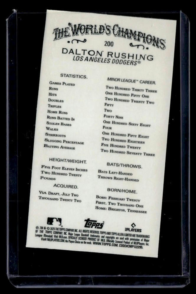 2025 Topps Allen & Ginter #200 Dalton Rushing Chrome Mini