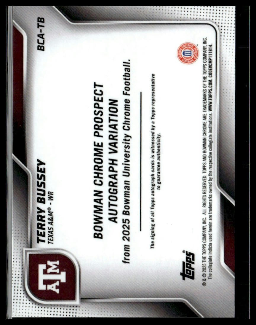 2025 Bowman University Chrome #89 Terry Bussey Stealth Refractor