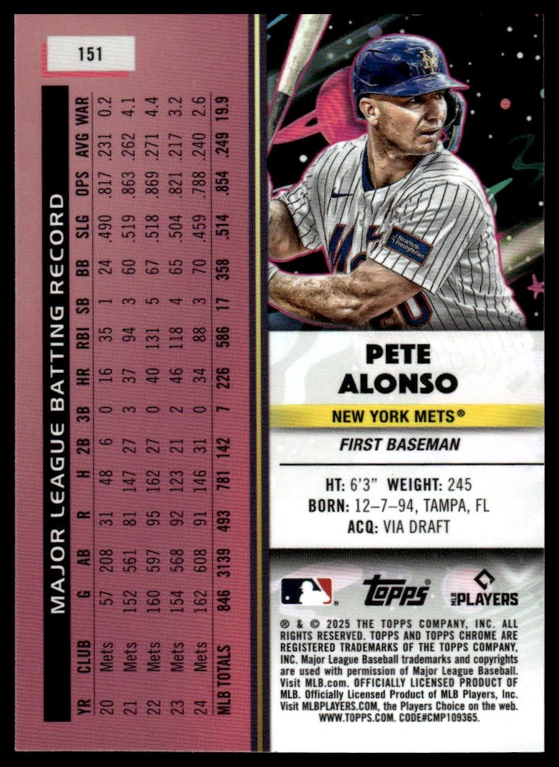 2025 Topps Chrome Cosmic #151 Pete Alonso
