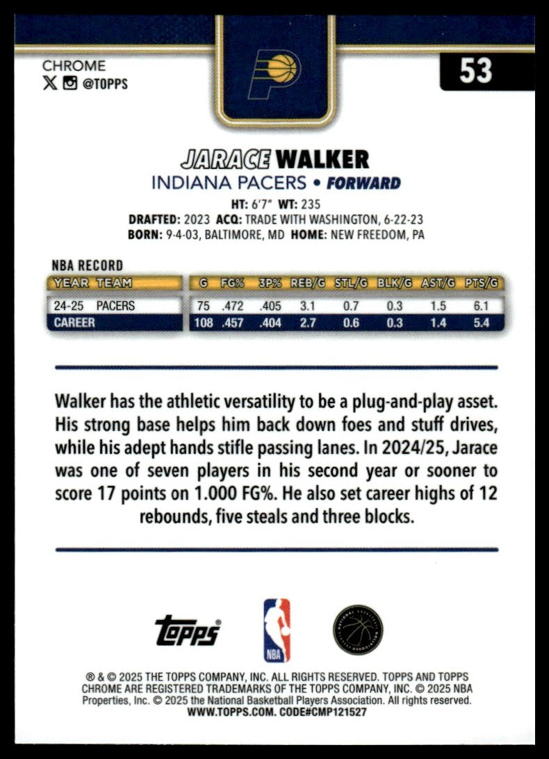 2025-26 Topps Chrome #53 Jarace Walker