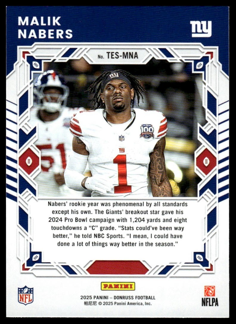 2025 Donruss #TES-MNA Malik Nabers The Elite Series