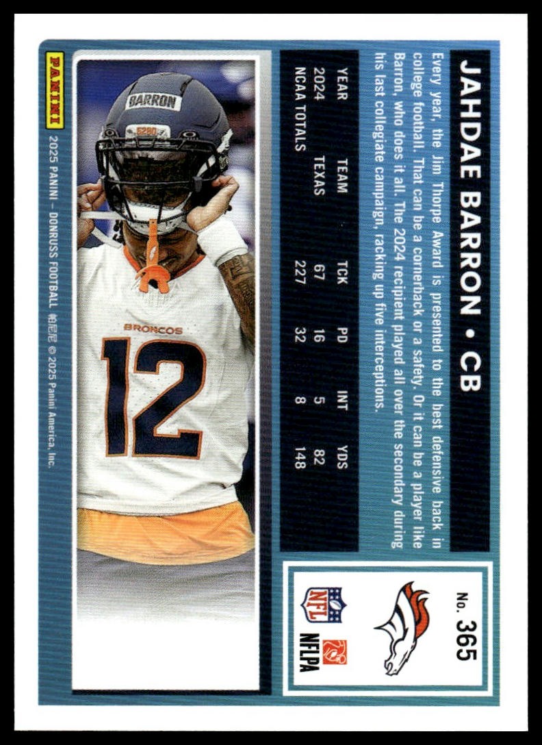 2025 Donruss #365 Jahdae Barron