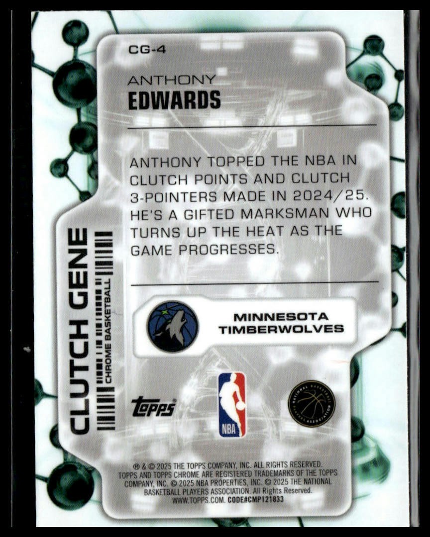 2025-26 Topps Chrome #CG-4 Anthony Edwards Clutch Gene
