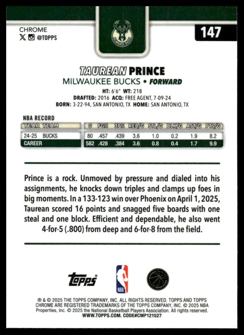 2025-26 Topps Chrome #147 Taurean Prince