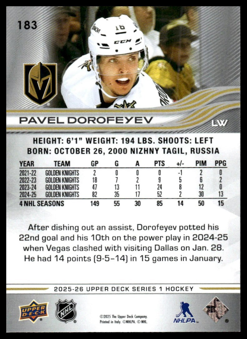 2025-26 Upper Deck #183 Pavel Dorofeyev