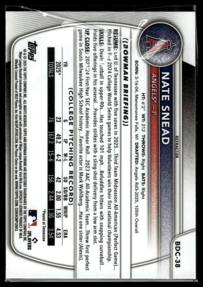 2025 Bowman Draft #BDC-38 Nate Snead Chrome