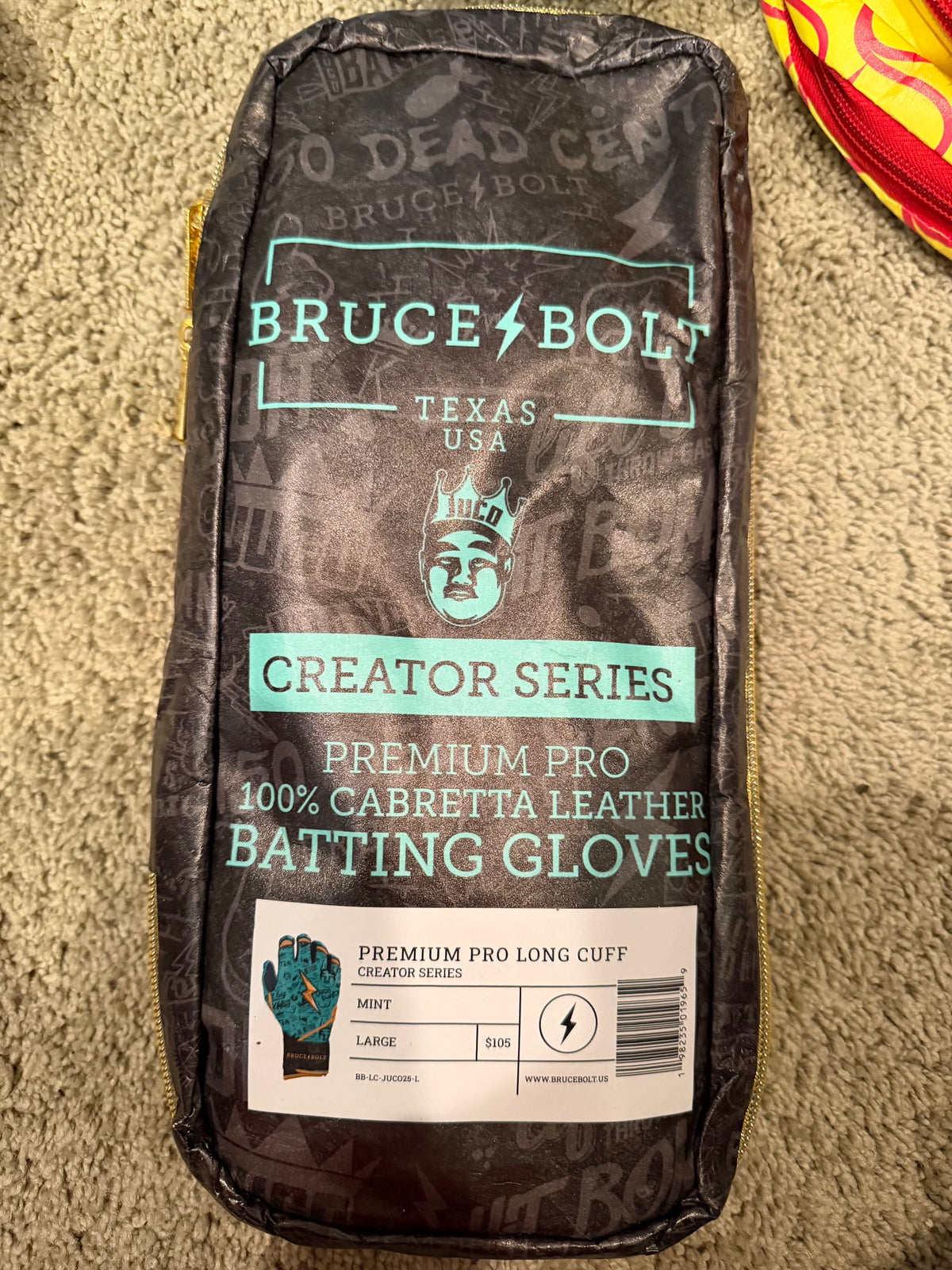 Bruce Bolt JuCo Creator Long Cuff Batting Gloves Mint Large NEW