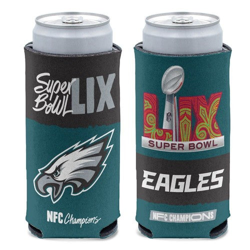 2025 Super Bowl LIX 59 Eagles Chiefs Dueling Slim Can Cooler Koozie