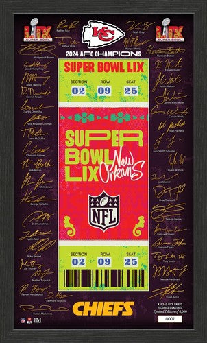Kasnsas City Chiefs 2025 Super Bowl LIX 59 Signature Ticket Frame 2024 AFC