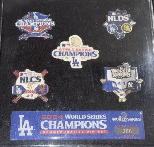 2024 WORLD SERIES CHAMPIONS LOS ANGELES DODGERS 5 Pin Set Ships Mid December