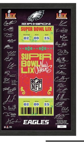 Philadelphia Eagles 2025 Super Bowl LIX 59 Signature  Frame 2024 NFC Champions