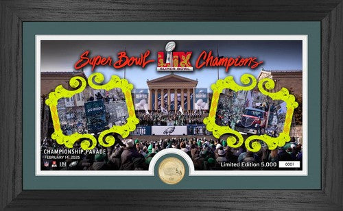 Philadelphia Eagles NFL Super Bowl LIX 59 Parade Framed Photo and Coin