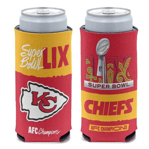 2024 AFC Champions Kansas City Chiefs 2025 Super Bowl LIX 59 Slim Can Cooler