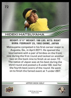 2026 Upper Deck #72 Hideki Matsuyama