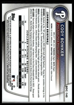 2025 Bowman Draft #BDC-140 Cody Bowker Chrome