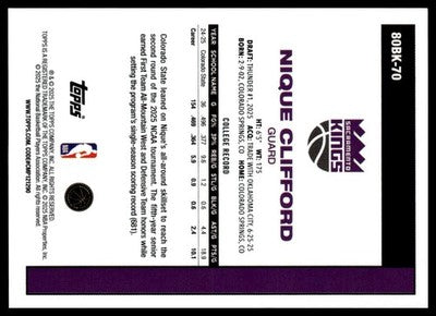 2025-26 Topps #80BK-70 Nique Clifford 1980-81 Topps Basketball