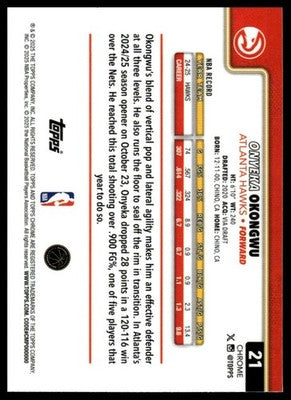 2025-26 Topps Chrome #21 Onyeka Okongwu