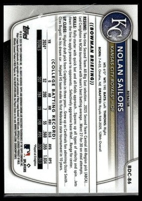2025 Bowman Draft #BD-86 Nolan Sailors
