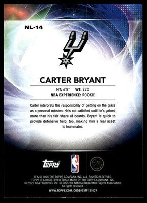 2025-26 Topps #NL-14 Carter Bryant No Limit