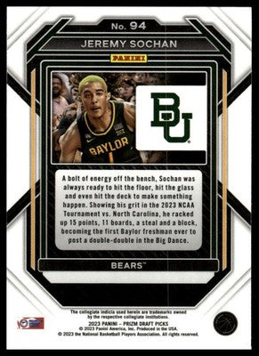 2023 Panini Prizm Draft Picks #94 Jeremy Sochan