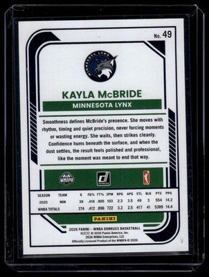 2026 Donruss WNBA #49 Kayla McBride Green Laser #/399