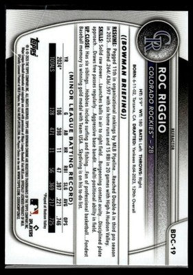 2025 Bowman Draft #BD-19 Roc Riggio