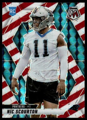 2025 Panini Mosaic #391 Nic Scourton Mosaic Red and White Stripe