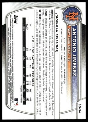 2025 Bowman Draft #BD-56 Antonio Jimenez