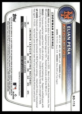 2025 Bowman Draft #BD-115 Elian Peña