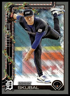 2025 Topps Holiday #H74 Tarik Skubal Silver Glitter Holiday