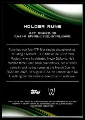2025 Topps Chrome #20 Holger Rune Shimmer Refractor