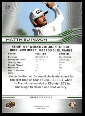 2026 Upper Deck #39 Matthieu Pavon