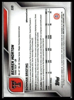 2025 Bowman University Chrome #110 Behren Morton