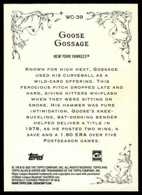 2025 Topps Allen & Ginter #WC-39 Goose Gossage Wicked Curves
